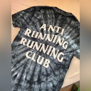 Anti Running Running Club Black & Grey Tie Dye Unisex TShirt Workout Tops
